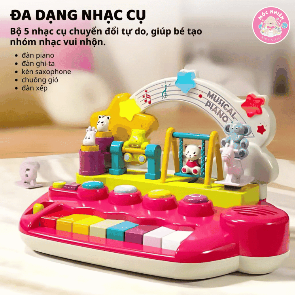 Đồ chơi âm nhạc cho bé kèm đàn piano điện tử có hiệu ứng động vật nhảy múa Goodway Musical Piano