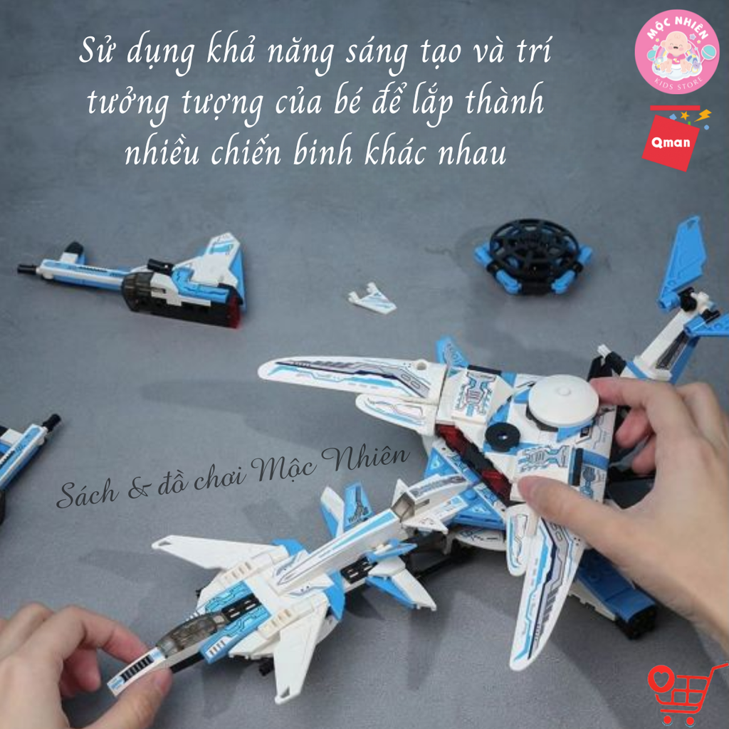 Đồ Chơi Lắp Ráp Qman 41106 (741 chi tiết) - Biệt Đội Tiên Phong - Máy Bay Chiến Đấu Thiên Hà - Cho bé từ 6t