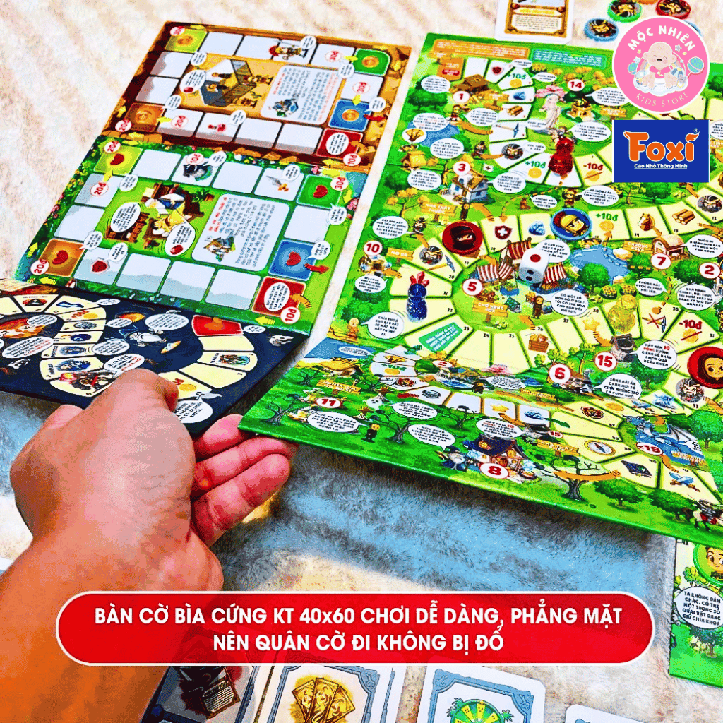 Boardgame Đi tìm kho báu phần 1 bản mới cao cấp Foxi - Bàn cờ cứng, các chi tiết nhựa