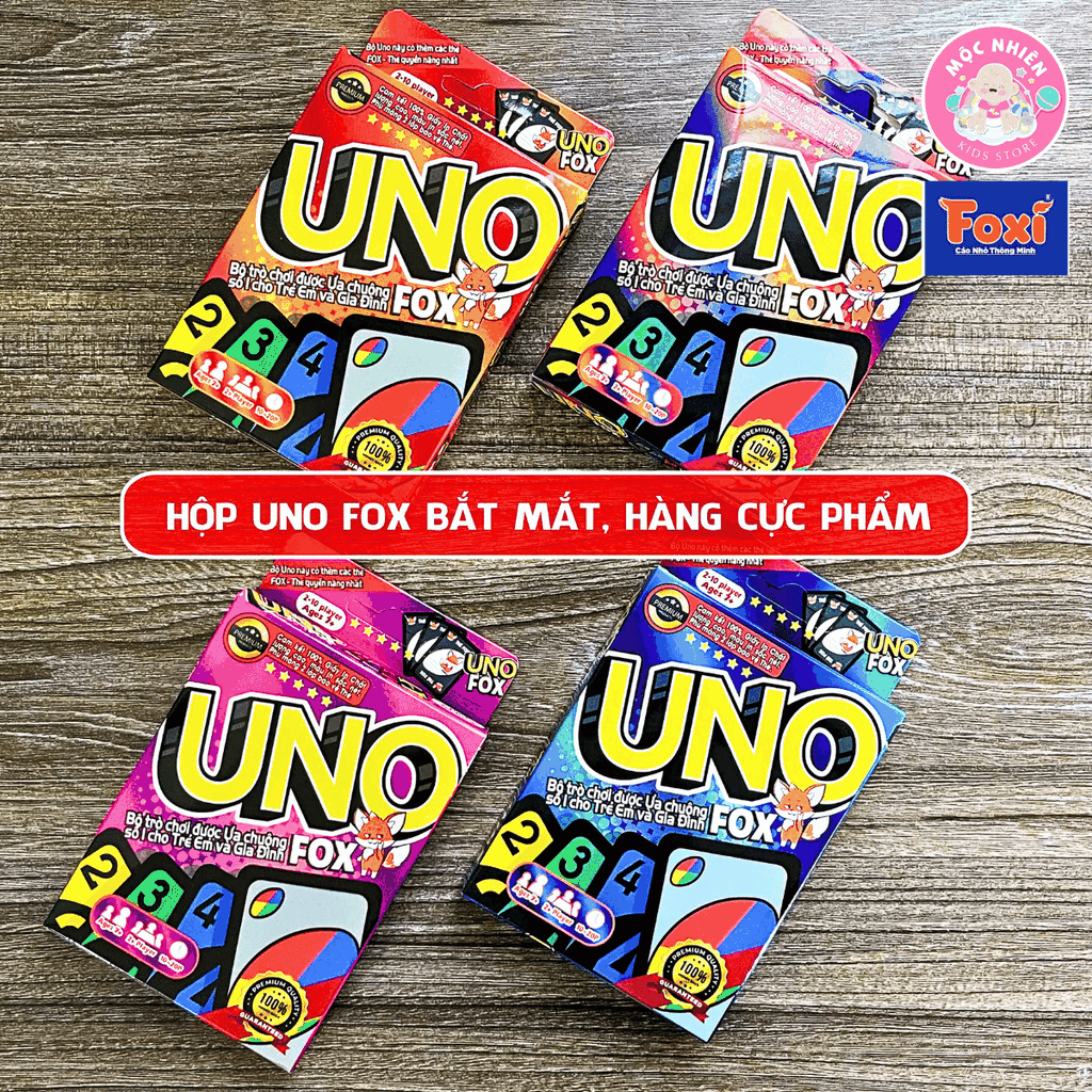 Bộ bài Boardgame - Uno Fox hiệu Foxi - UNO cao cấp-trò chơi thẻ bài siêu hay cuốn hút-gắn kết bạn bè gia đình