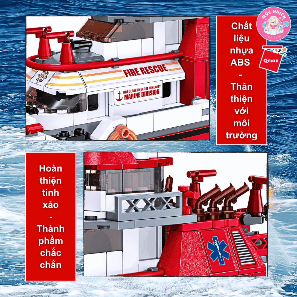 Đồ chơi lắp ráp xếp hình Qman 12028 - Tàu cứu hộ ven biển (589 chi tiết) - Dành cho bé trai từ 6 tuổi