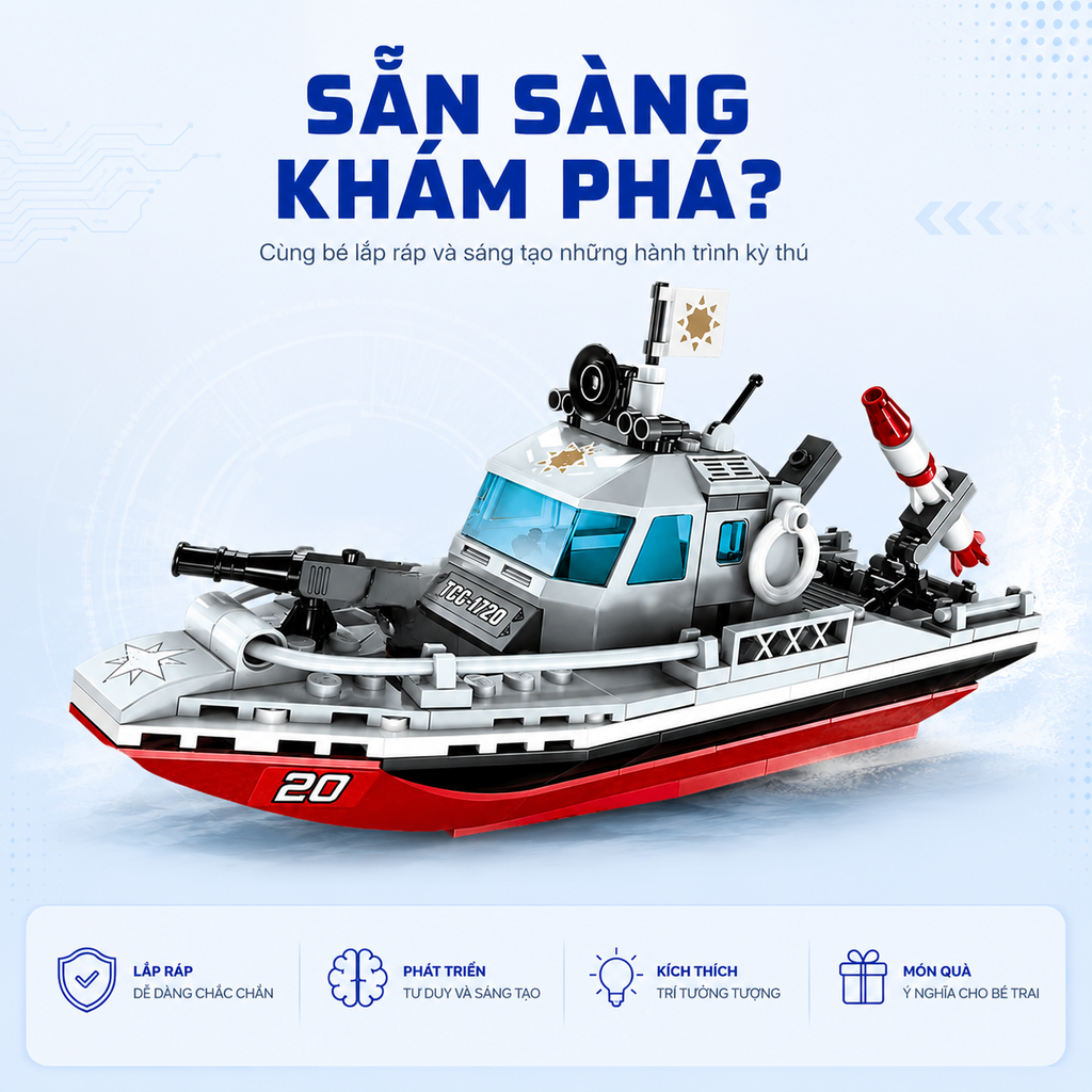 Đồ chơi lắp ráp Qman 1720 - Cuộc xung đột bờ biển (235 chi tiết)