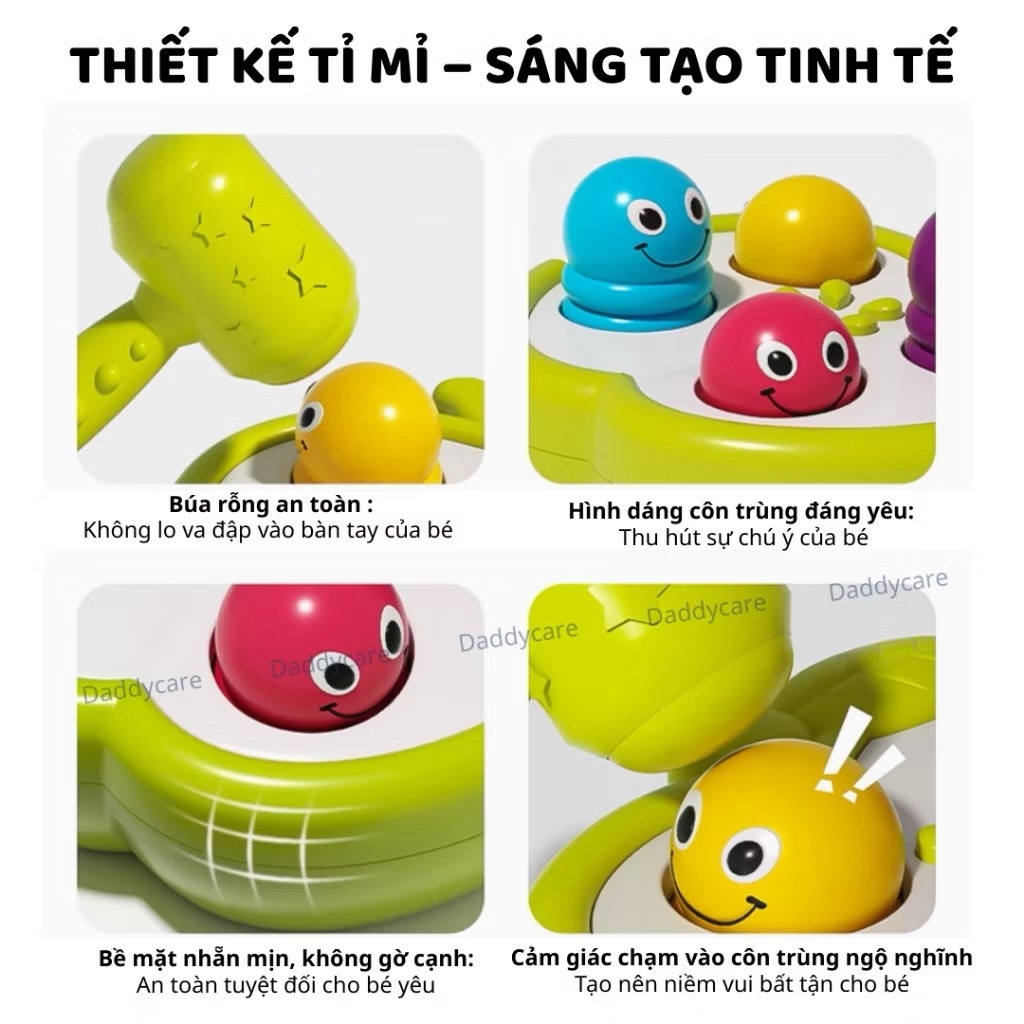 Đồ chơi gắp sâu, đồ chơi đập chuột cho bé Goodway Whack A Insect, Đồ Chơi Tương Tác Vui Nhộn Cho Bé
