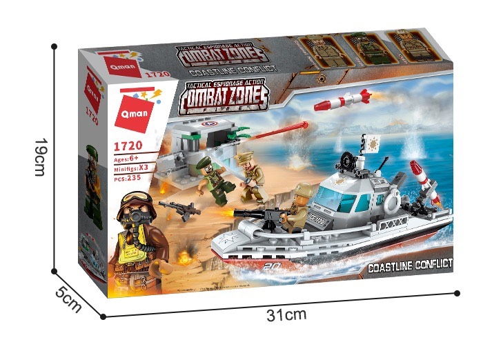 Đồ chơi lắp ráp Qman 1720 - Cuộc xung đột bờ biển (235 chi tiết)