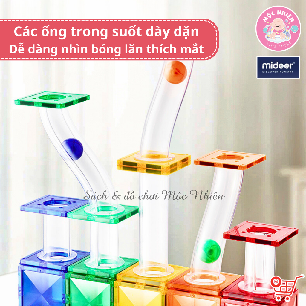 Bộ Stem thiết kế đường bóng Mideer Colorful Magnetic Tiles–Marble Run - đồ chơi nam châm cho bé MD1166