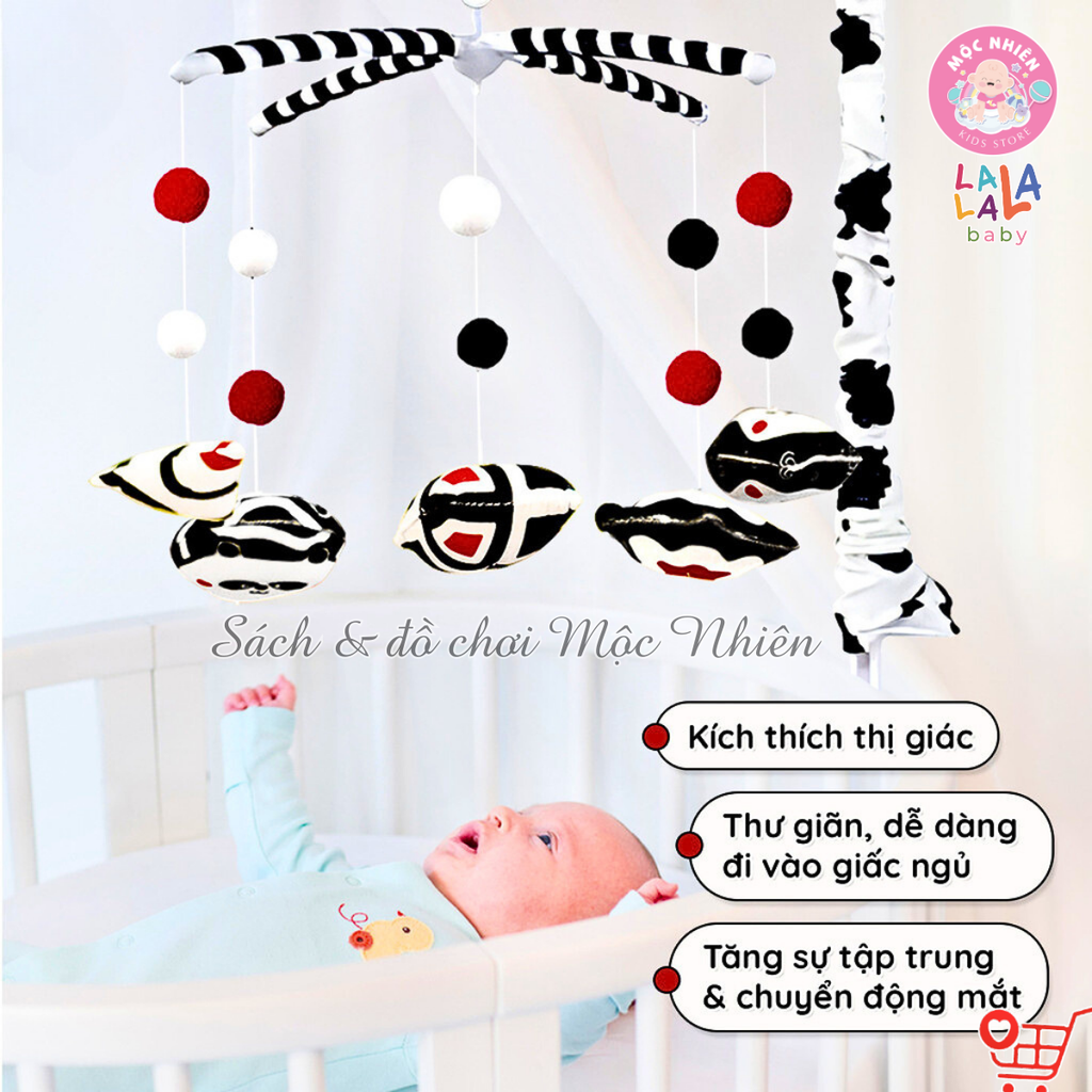 Combo Bộ Đồ chơi Treo Nôi Cũi Tự Động Quay có Phát Nhạc + 2 cục Pin tiểu 2A - Lalala baby