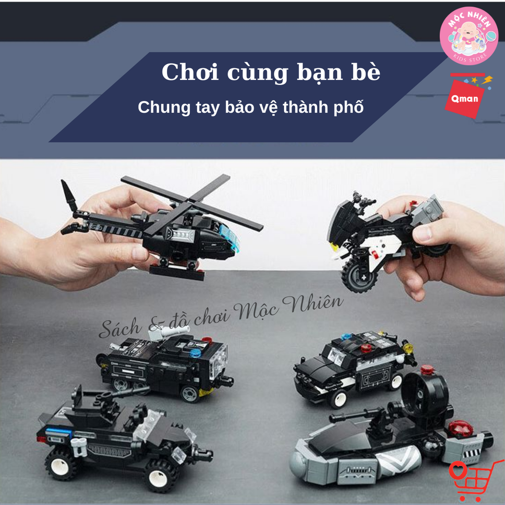 Đồ chơi lắp ráp xếp hình Robot Qman 41107 - Biệt đội cảnh sát (741 mảnh ghép)