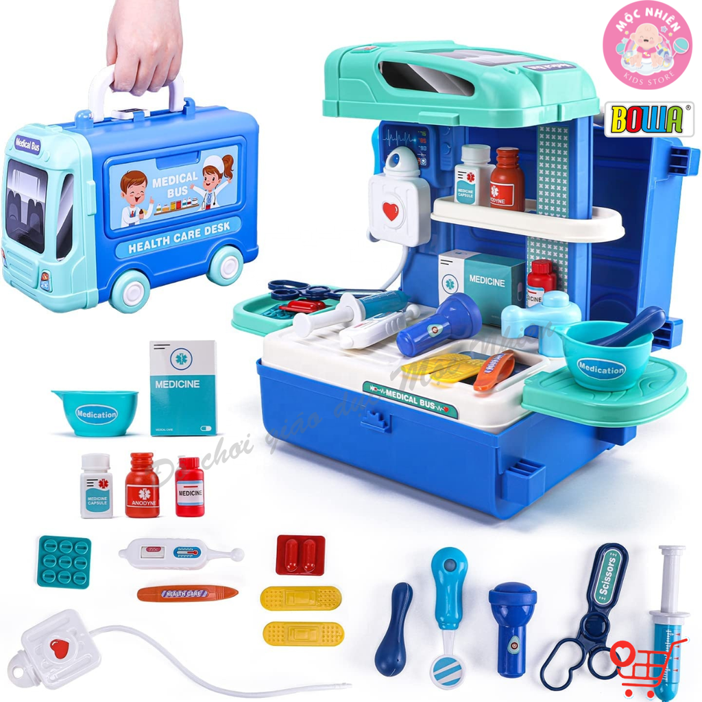 Đồ chơi nhập vai Bowa 8074 - Xe buýt y tế 29 chi tiết