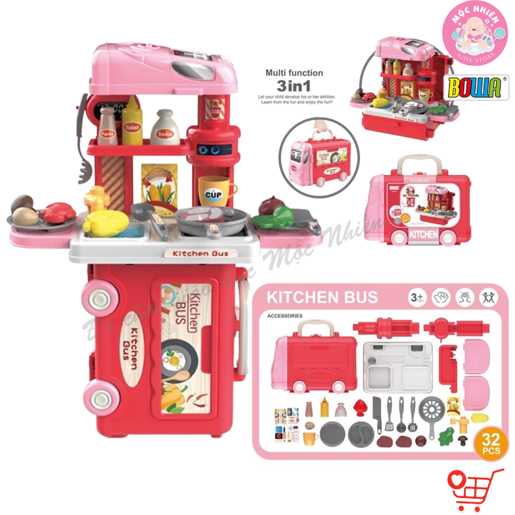 Đồ chơi nhập vai Bowa 8075 - Xe buýt nhà bếp 32 chi tiết