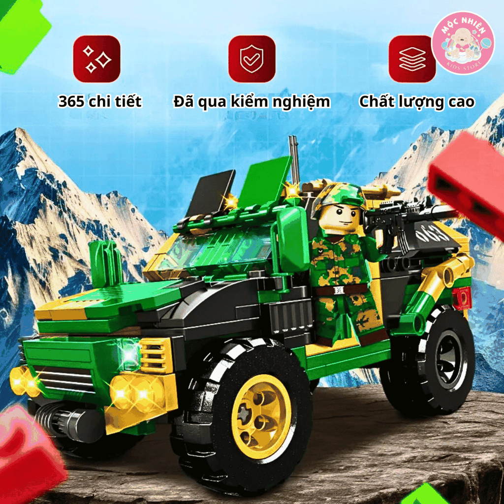 Đồ chơi lắp ráp 2 trong 1 Woma C0663 - Xe quân sự biến hình (325 mảnh ghép)