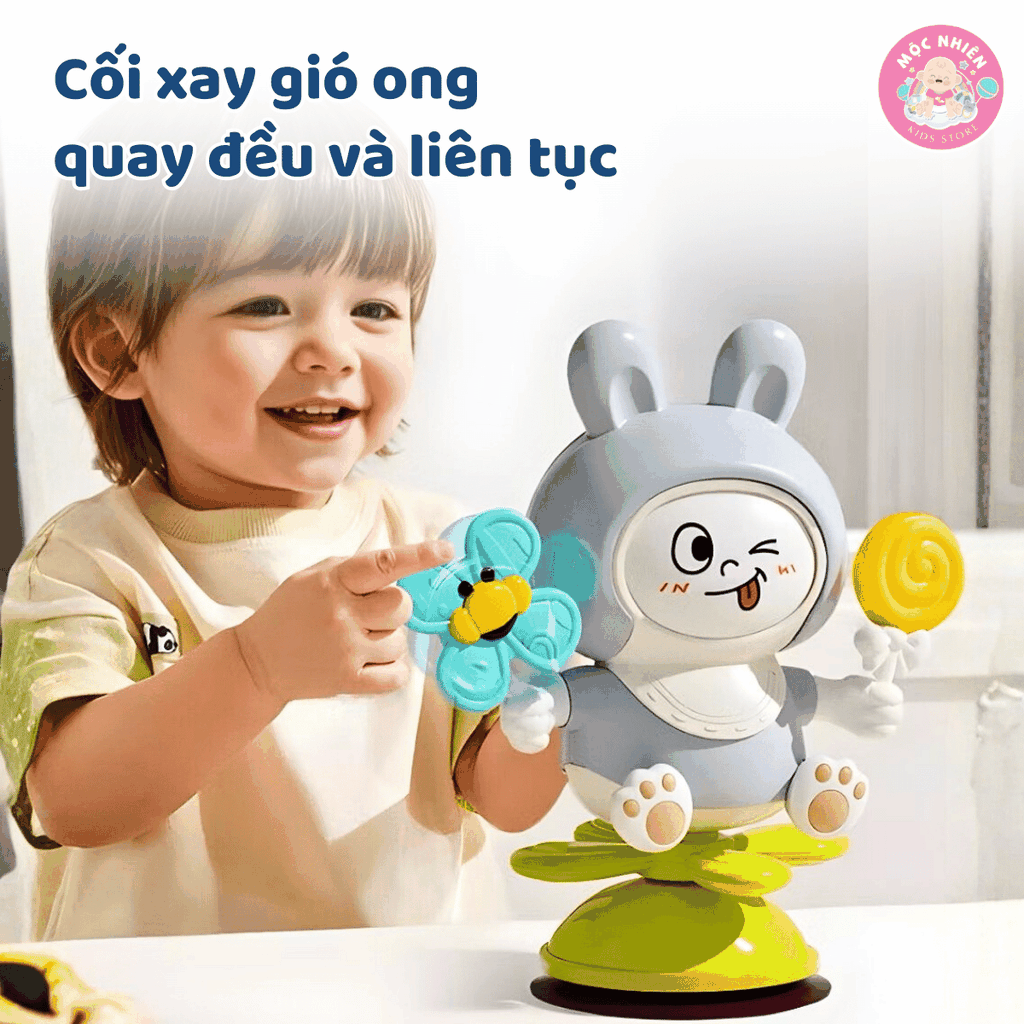 Đồ chơi thỏ nhảy múa thay đổi biểu cảm kèm chong chóng xoay tròn cho bé sơ sinh Goodway Rabbit