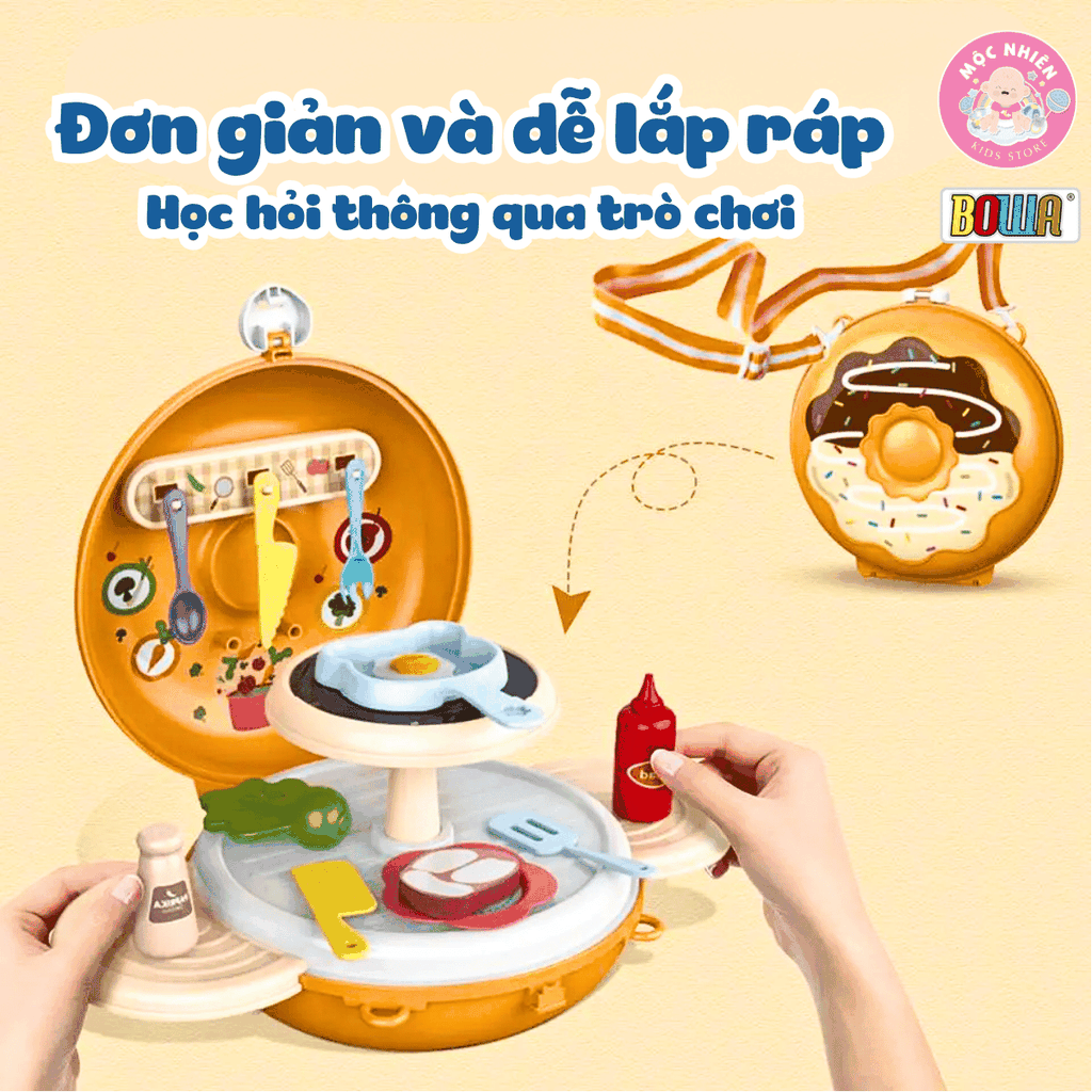 Đồ chơi nhập vai Bowa 8151 - Túi đeo nấu ăn 25 chi tiết