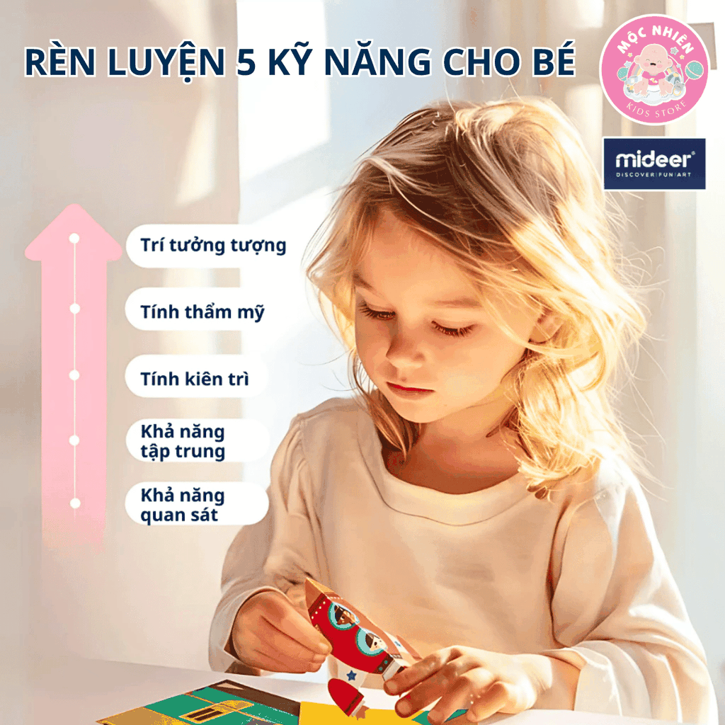 Mideer Lets Cut Paper 03 Cấp Độ (CẤP ĐỘ 3 ADVANCED) - Đồ Chơi Thủ Công Cắt Giấy Tạo Hình Sáng Tạo Cho Bé từ 5 tuổi
