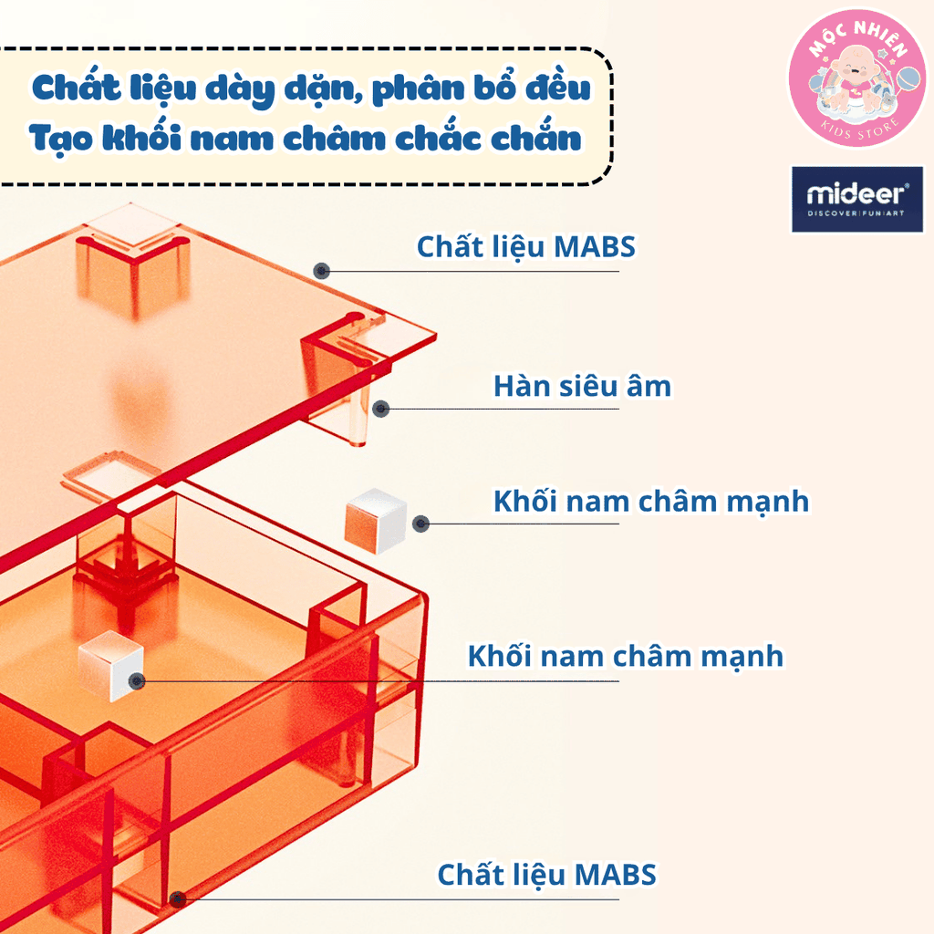 Đồ chơi xếp hình nam châm ánh sáng hình khối - Mideer Creative Magnetic Building Blocks - Dành cho bé từ 3 tuổi