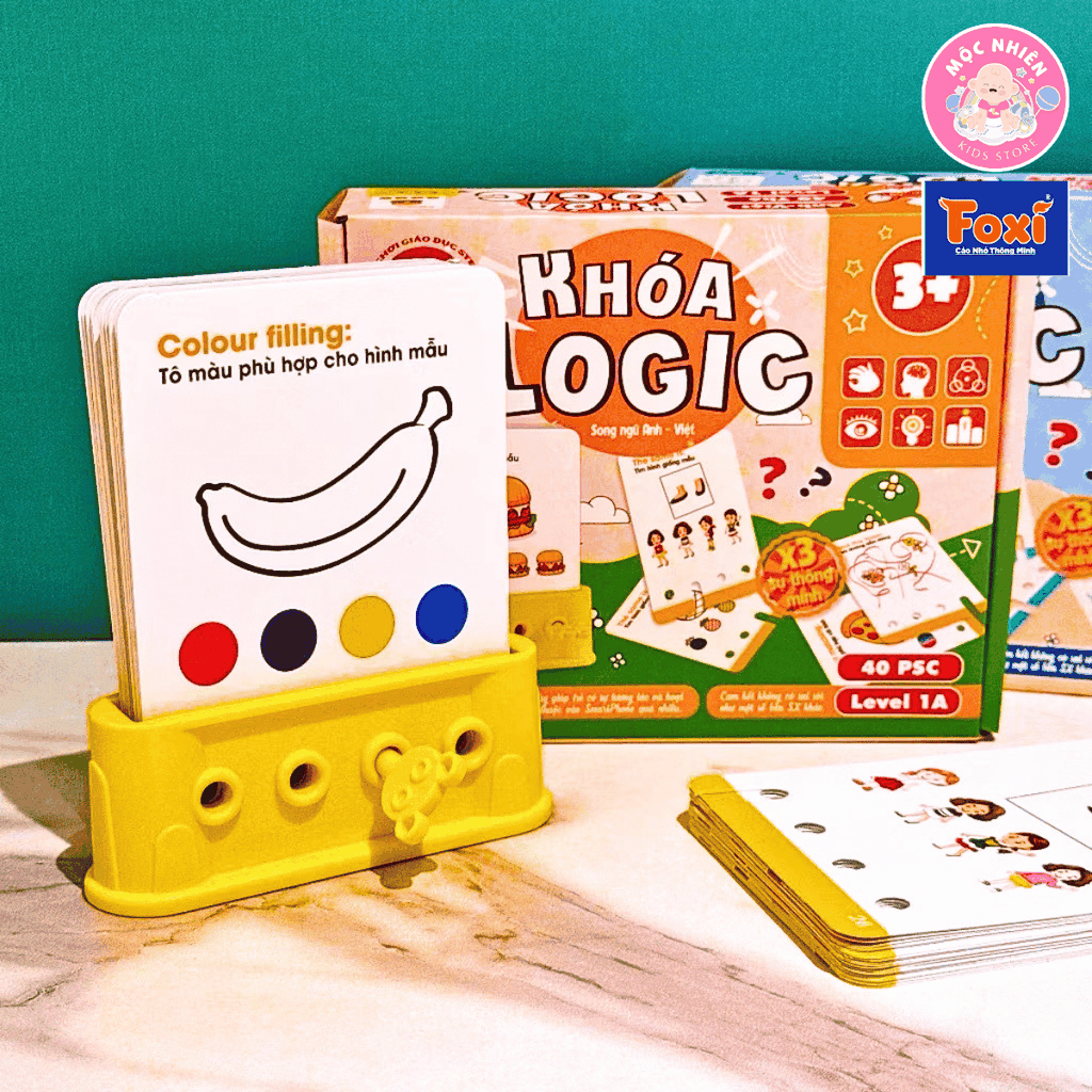 Đồ chơi trí tuệ giải câu đố cho bé từ 3-7 tuổi - Khoá logic phát triển tư duy (Song ngữ Anh Việt) - Hiệu Foxi