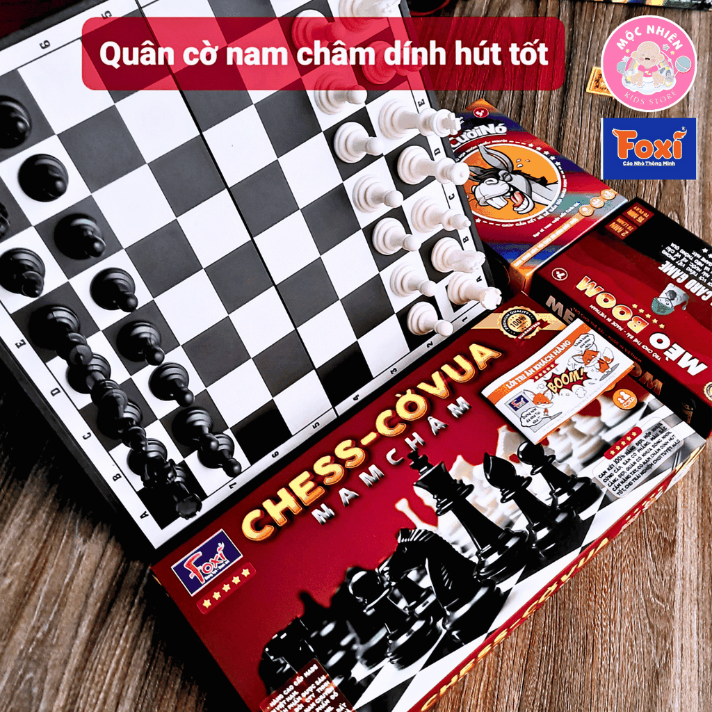 Bộ Hộp Cờ Vua Nam Châm Chess Bàn 31cm, 28cm - Hiệu Foxi - Cờ vua quốc tế kèm hộp đựng