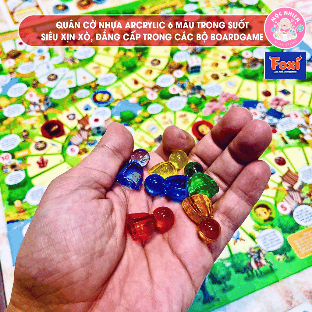 Boardgame Đi tìm kho báu phần 1 bản mới cao cấp Foxi - Bàn cờ cứng, các chi tiết nhựa