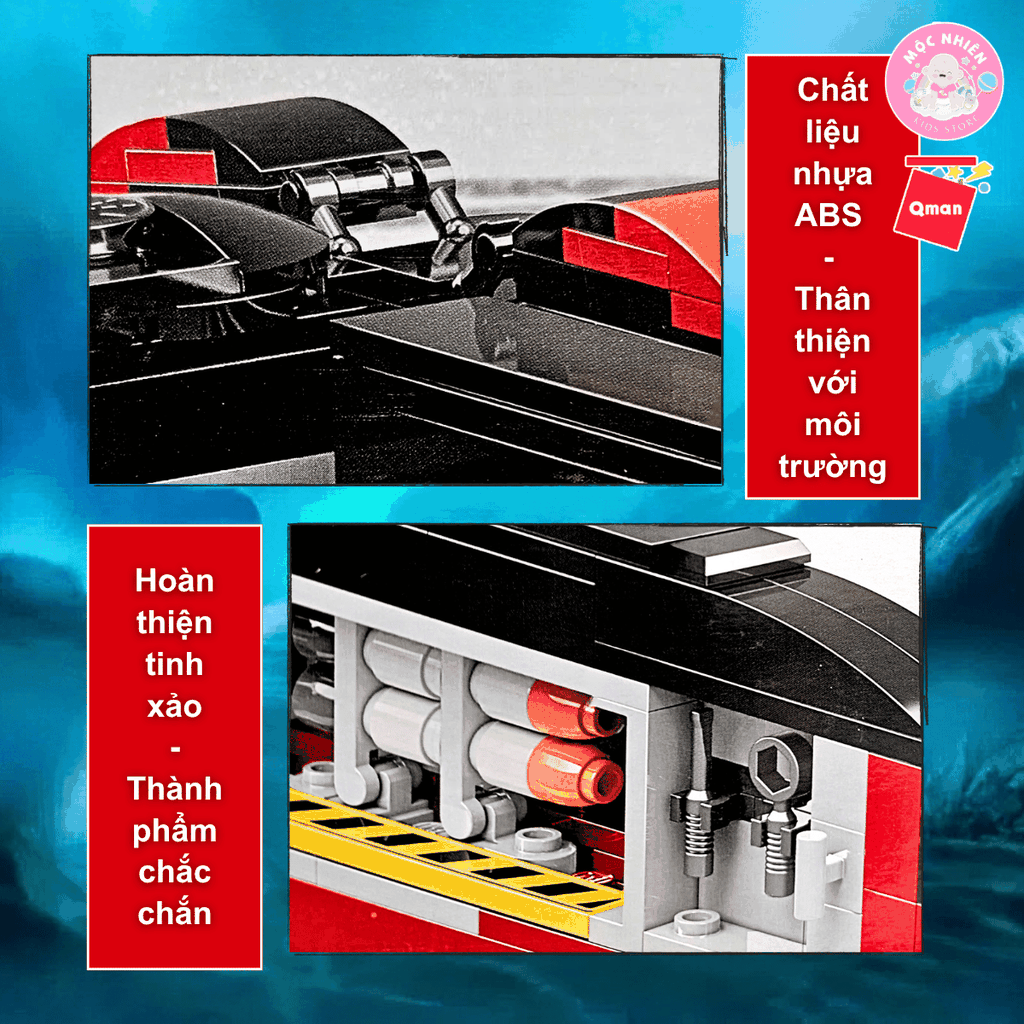 Đồ chơi lắp ráp xếp hình Qman 22018 - Tàu ngầm đen (523 chi tiết) - Dành cho bé trai từ 6 tuổi
