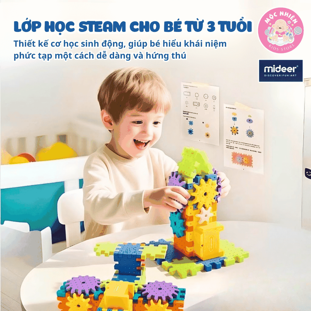 Mô hình lắp ráp Mideer lắp ghép động cơ bánh răng Electrogear Block Set