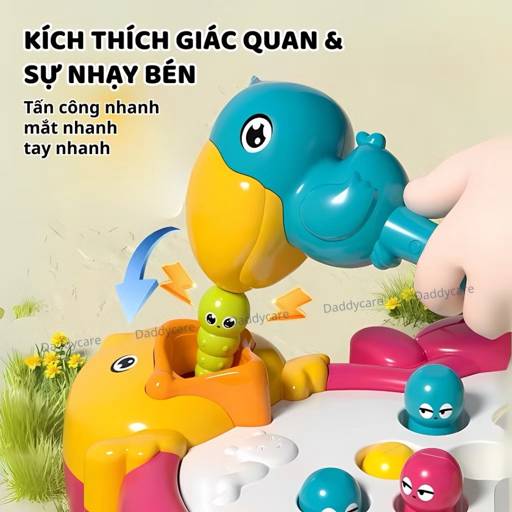 Đồ chơi gắp sâu, đồ chơi đập chuột cho bé Goodway Whack A Insect, Đồ Chơi Tương Tác Vui Nhộn Cho Bé