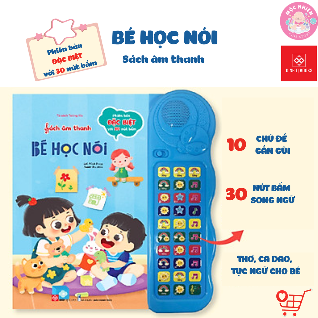Sách Âm Thanh Phiên Bản Đặc Biệt với 30 Nút Bấm - Thế Giới Động Vật và Bé Học Nói - Đinh Tị Books