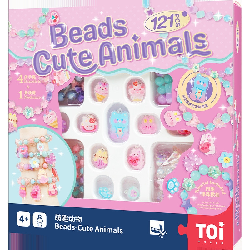 Đồ chơi vòng tay charm chính hãng TOI - Vòng tay thủ công cho bé gái DIY 3 chủ đề bé tự xỏ dây luồn hạt