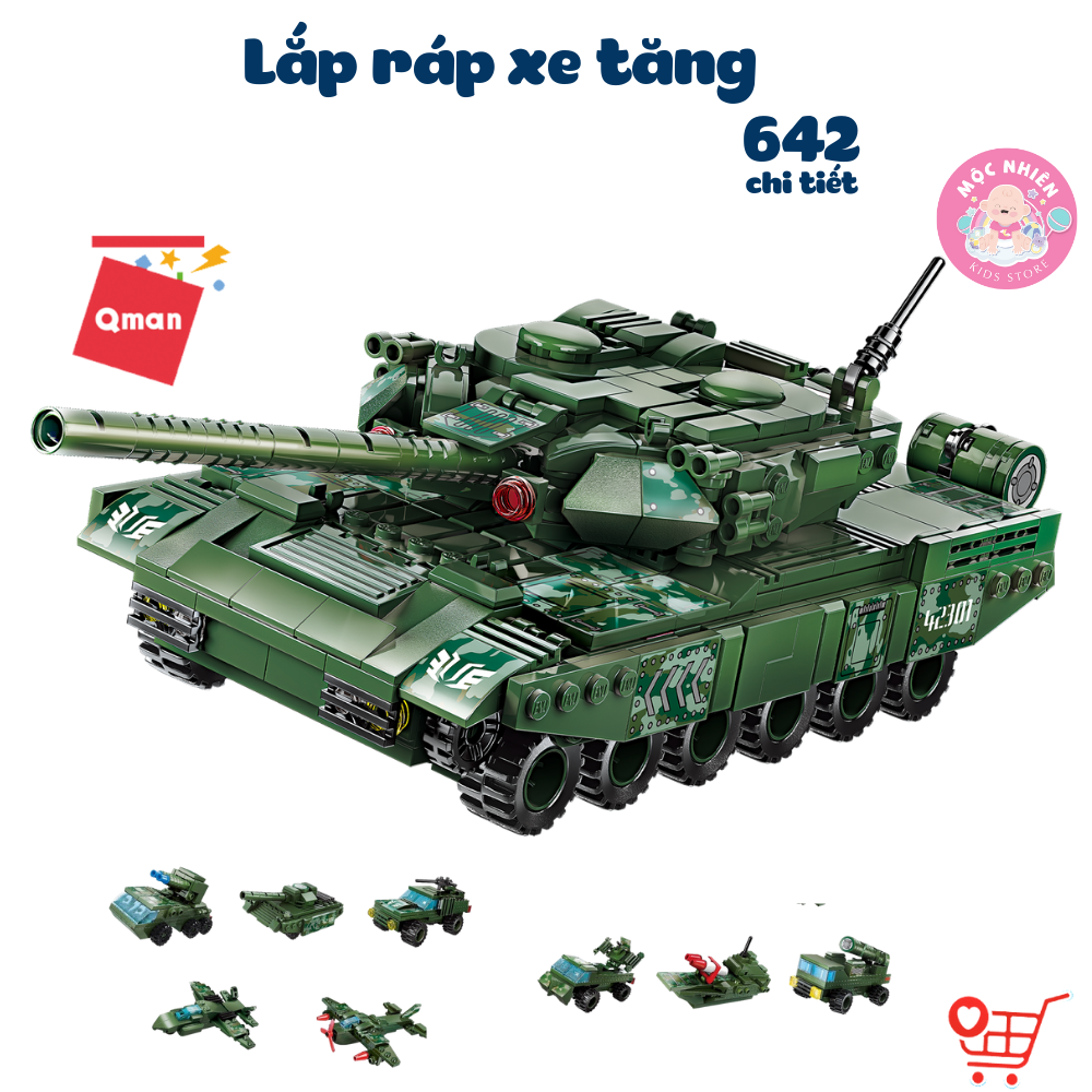 Đồ chơi lắp ráp Qman 42301 - Xe tăng quân sự (642 chi tiết) - Dành cho bé trai từ 6 tuổi