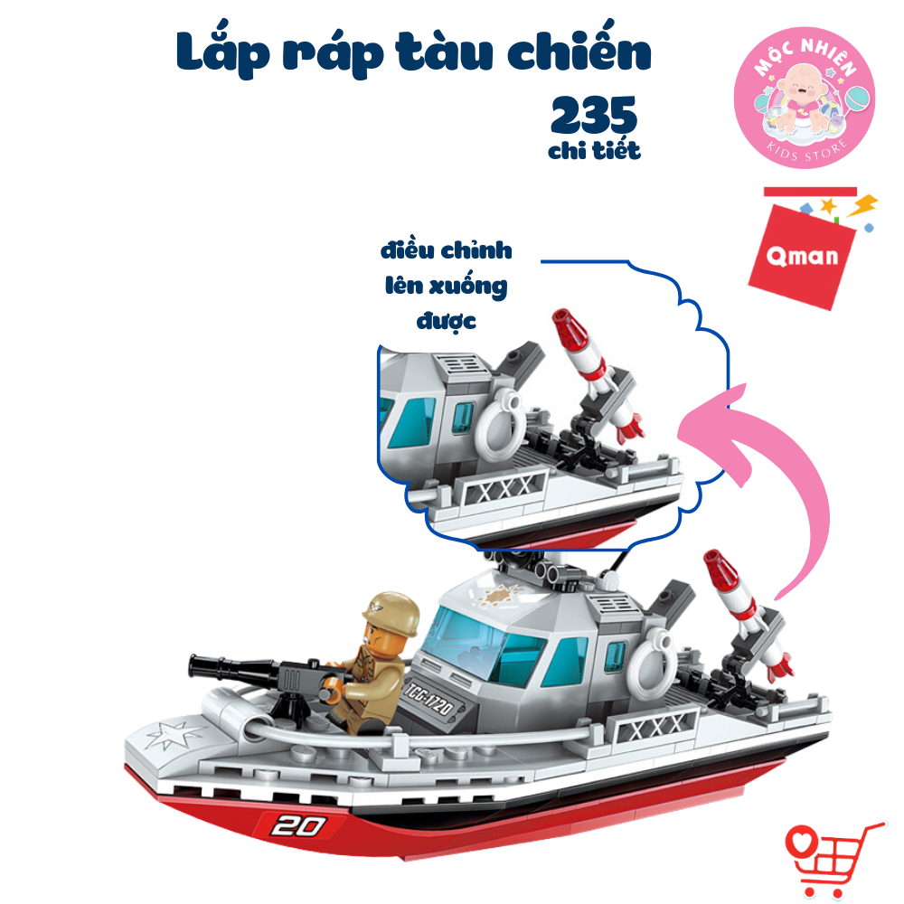Đồ chơi lắp ráp Qman 1720 - Cuộc xung đột bờ biển (235 chi tiết)