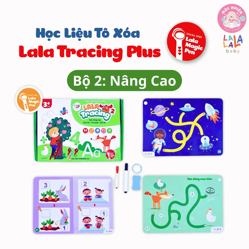 Học liệu tô xóa Lala Tracing Plus - Đồ chơi giấy tô xóa thông minh đồ chơi tô xóa cho bé -Lalala baby