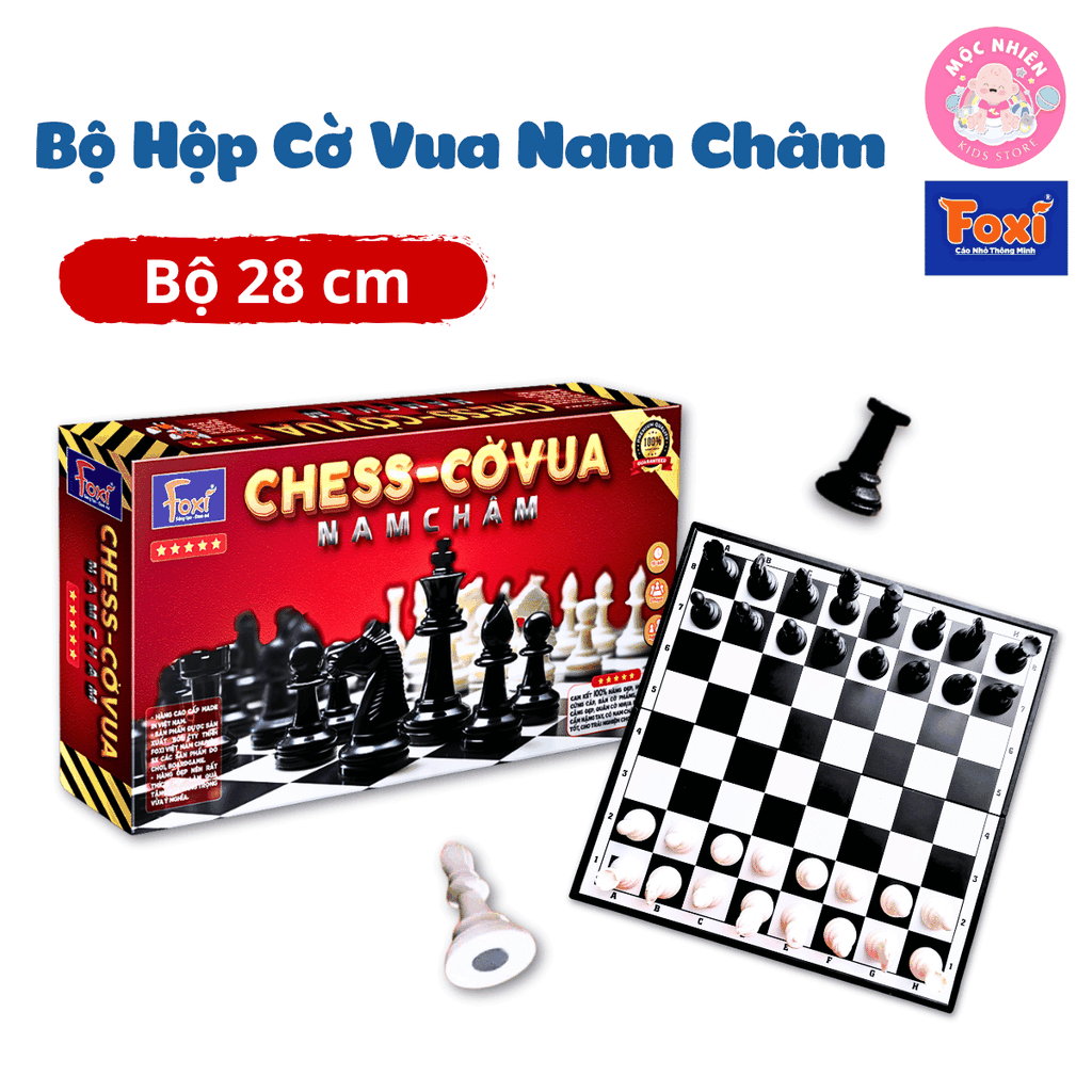 Bộ Hộp Cờ Vua Nam Châm Chess Bàn 31cm, 28cm - Hiệu Foxi - Cờ vua quốc tế kèm hộp đựng