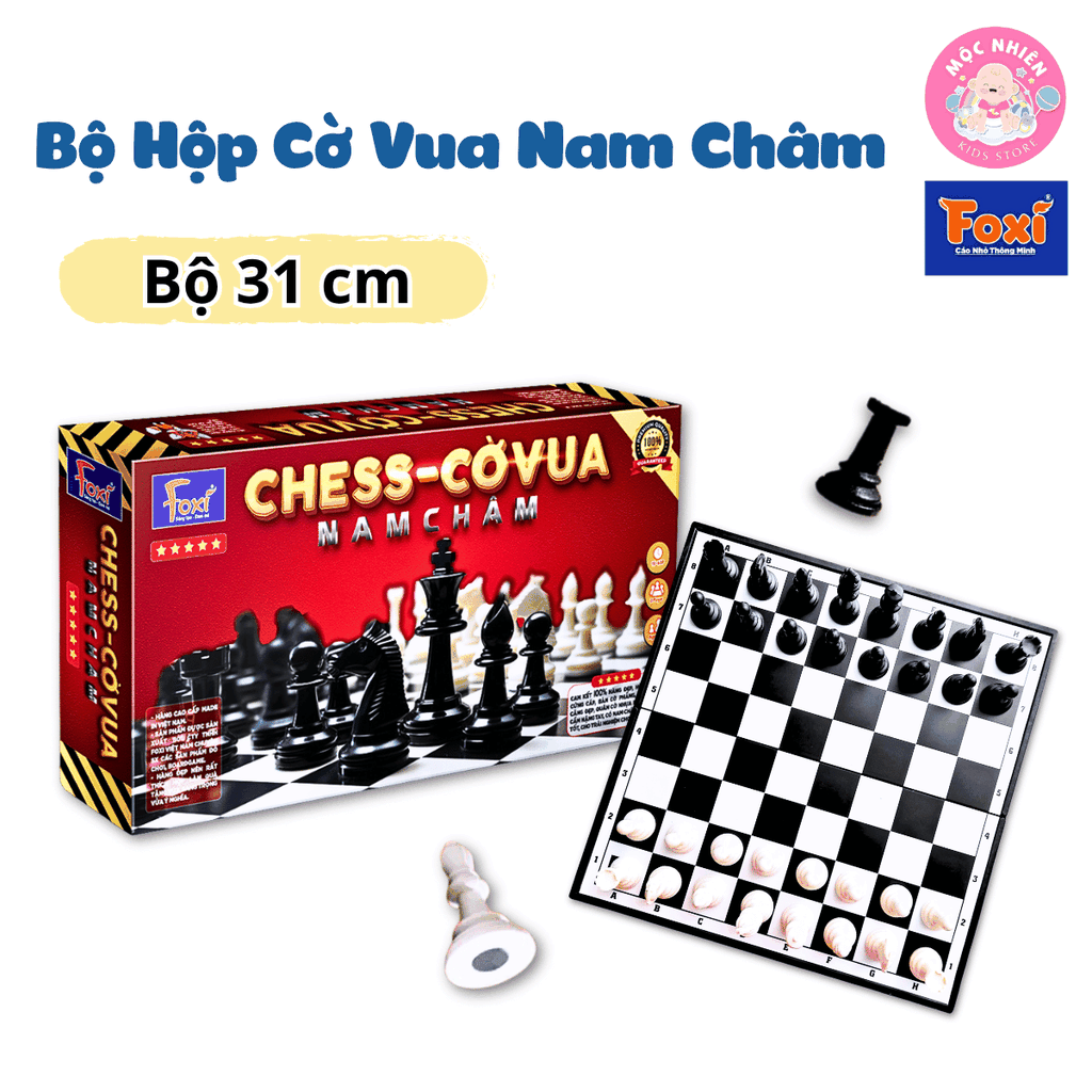 Bộ Hộp Cờ Vua Nam Châm Chess Bàn 31cm, 28cm - Hiệu Foxi - Cờ vua quốc tế kèm hộp đựng