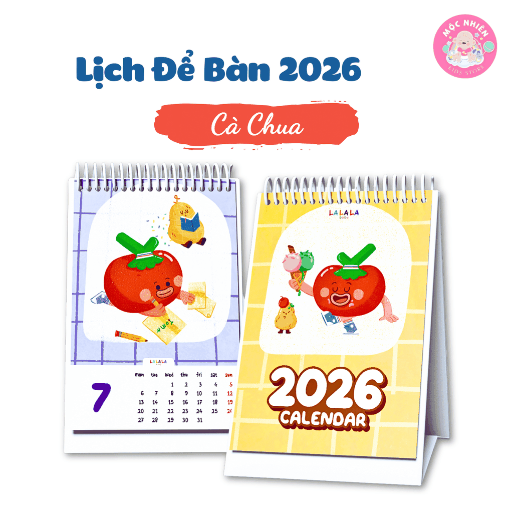 Lịch để bàn 2026 có lịch âm mini kèm ghi chú cute Calendar (nhiều mẫu) - Lalala baby