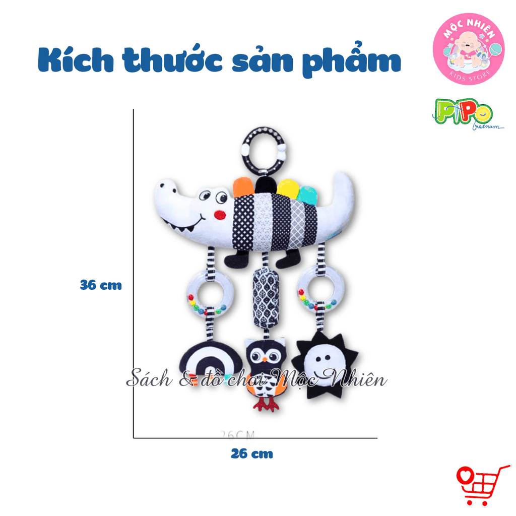 Đồ chơi treo nôi cũi xe đẩy bằng vải bông có âm thanh leng keng cho bé sơ sinh - Pipovietnam