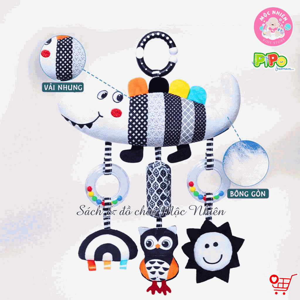 Đồ chơi treo nôi cũi xe đẩy bằng vải bông có âm thanh leng keng cho bé sơ sinh - Pipovietnam