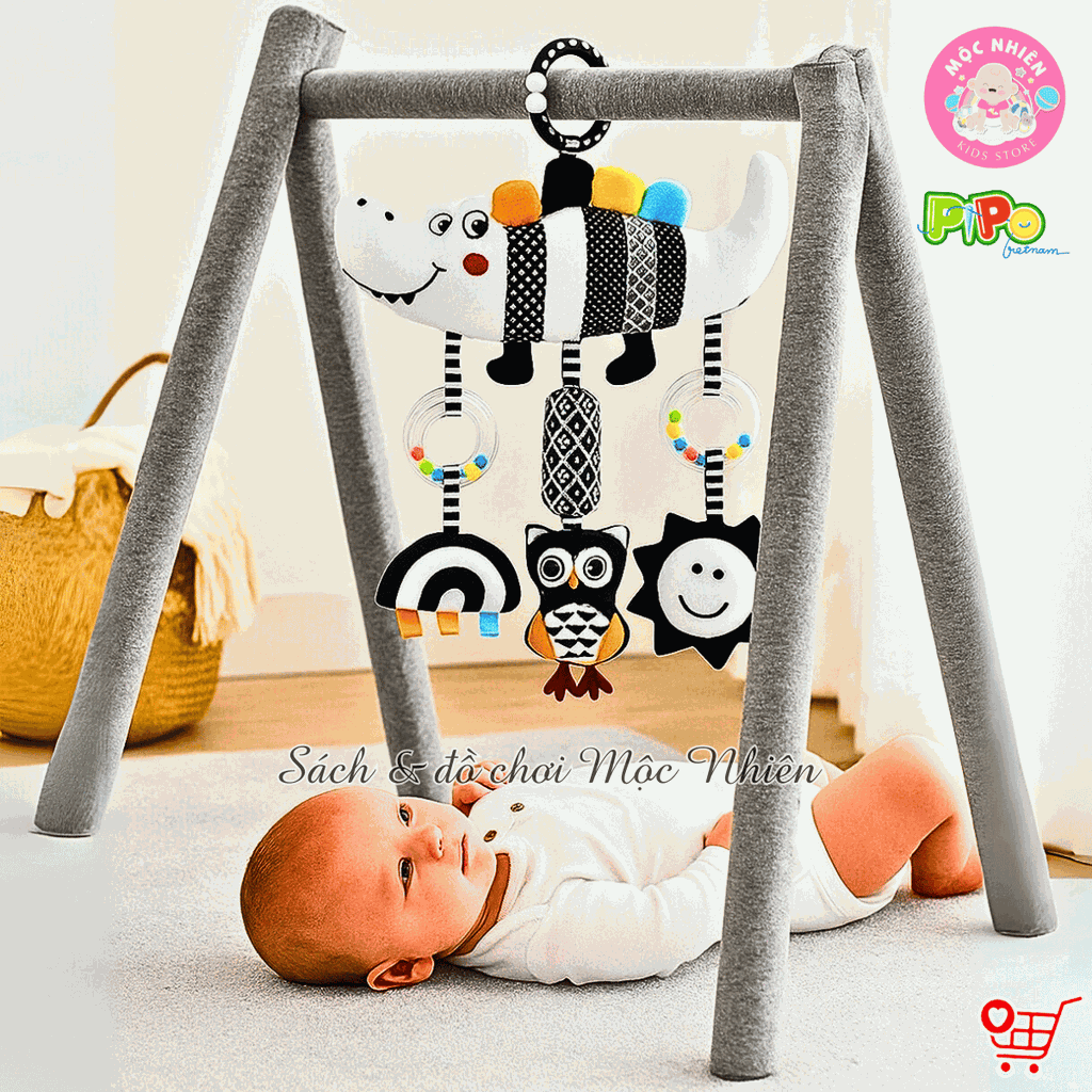 Đồ chơi treo nôi cũi xe đẩy bằng vải bông có âm thanh leng keng cho bé sơ sinh - Pipovietnam