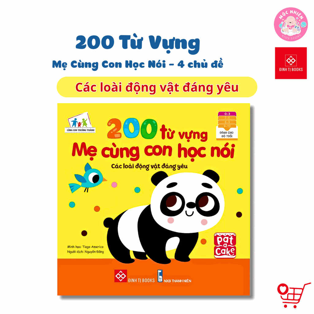 Combo 02 cuốn sách - 200 từ vựng Mẹ cùng con học nói (PTGT và Động vật) - Đinh Tị Books