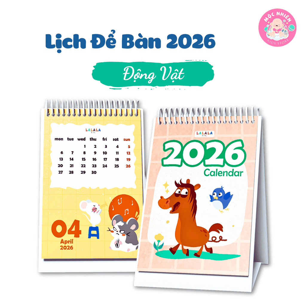 Lịch để bàn 2026 có lịch âm mini kèm ghi chú cute Calendar (nhiều mẫu) - Lalala baby