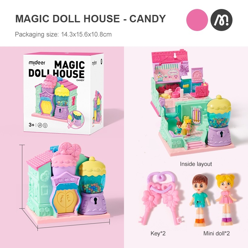 Nhà búp bê mini có âm thanh - Mideer Magic Dollhouse - Mô hình ngôi nhà kẹo ngọt cho bé gái từ 3 tuổi