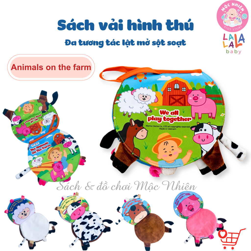 Sách vải lật mở đa tương tác, sột soạt, chút chít - Lalala Baby