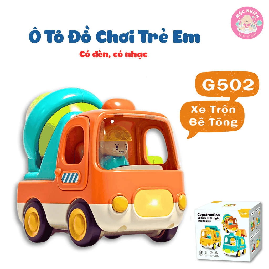 Ô tô đồ chơi trẻ em, xe tải đồ chơi, xe trộn bê tông, xe xúc cát cho bé có nhạc vui nhộn Goodway