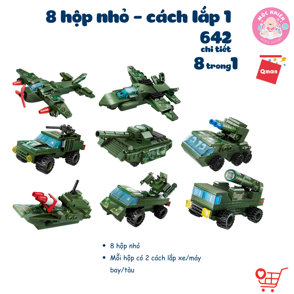 Đồ chơi lắp ráp Qman 42301 - Xe tăng quân sự (642 chi tiết) - Dành cho bé trai từ 6 tuổi