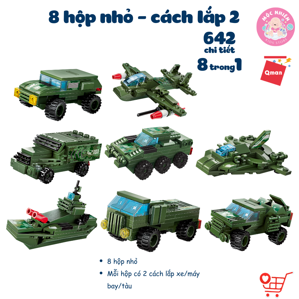 Đồ chơi lắp ráp Qman 42301 - Xe tăng quân sự (642 chi tiết) - Dành cho bé trai từ 6 tuổi