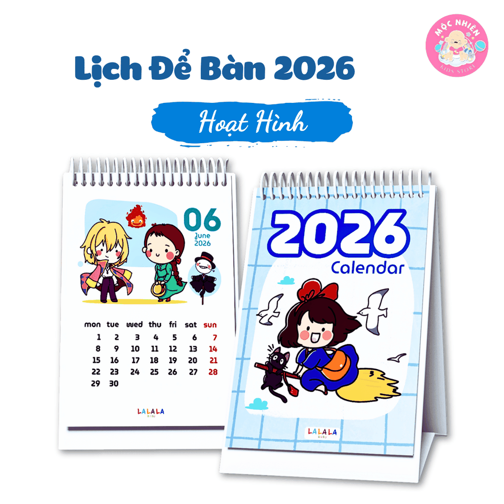 Lịch để bàn 2026 có lịch âm mini kèm ghi chú cute Calendar (nhiều mẫu) - Lalala baby