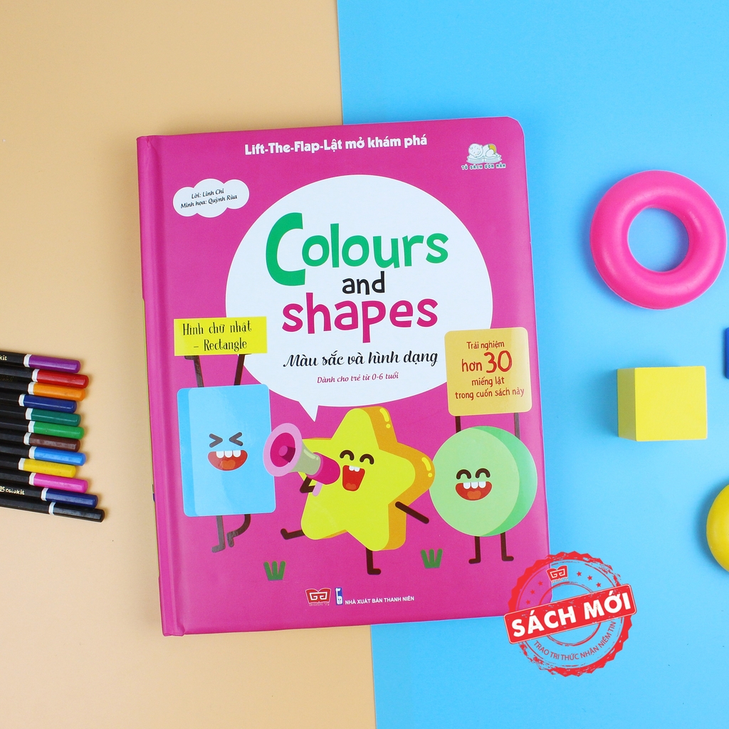 Sách Tương Tác Lật Mở Khám Phá Khổ lớn Lift-The-Flap - Lật mở khám phá - Colours and Shapes (Màu sắc và hình dạng) - Đinh Tị Books