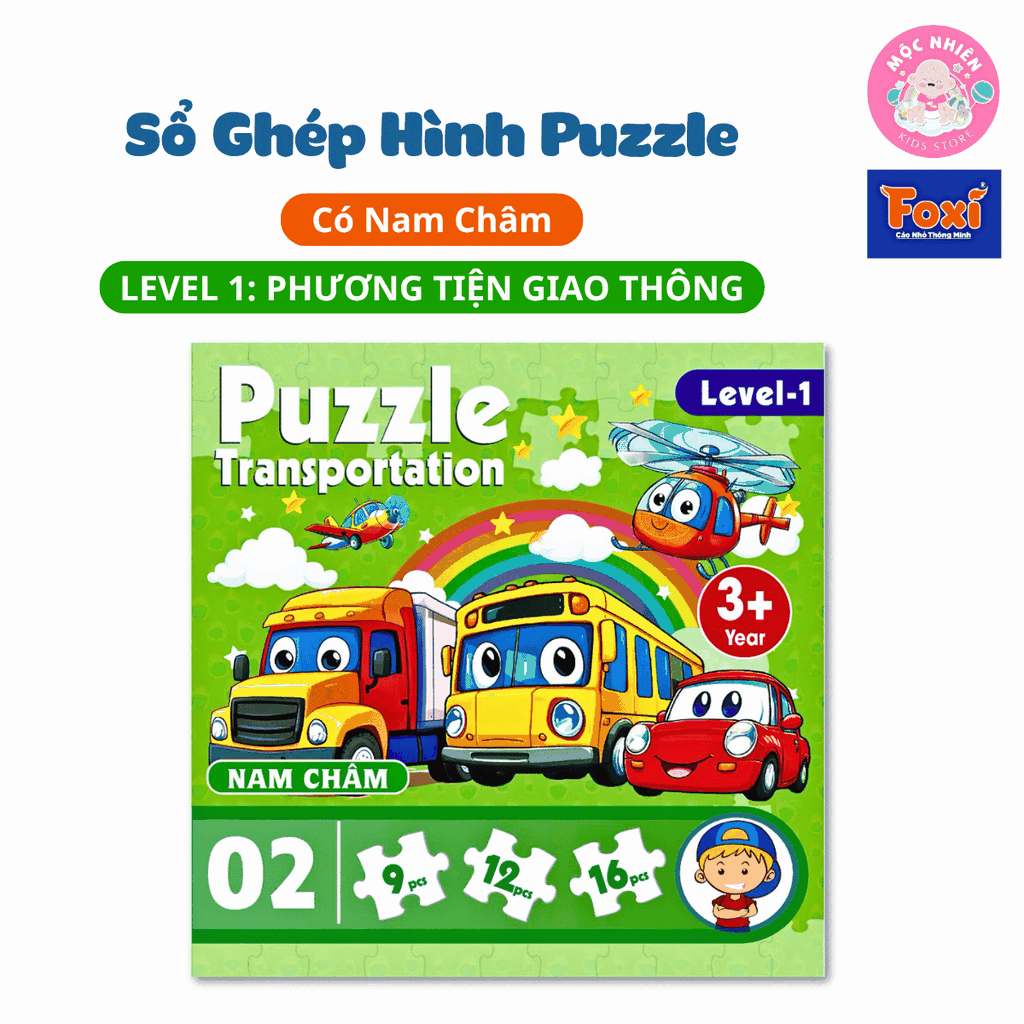 Đồ chơi ghép hình puzzle nam châm gấp lại thành cuốn sổ - Puzzle Foxi 2501 Level 1
