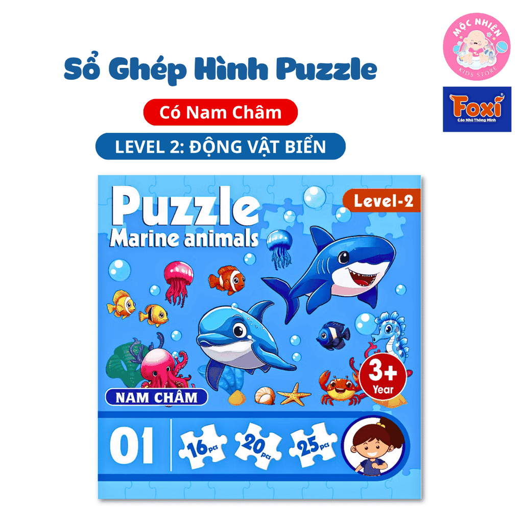 Đồ chơi ghép hình puzzle nam châm gấp lại thành cuốn sổ - Puzzle Foxi 2501 level 2