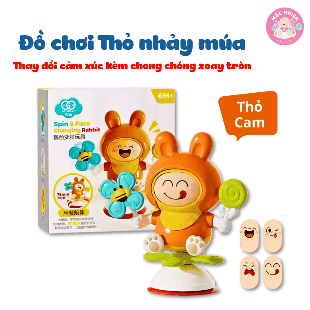 Đồ chơi thỏ nhảy múa thay đổi biểu cảm kèm chong chóng xoay tròn cho bé sơ sinh Goodway Rabbit