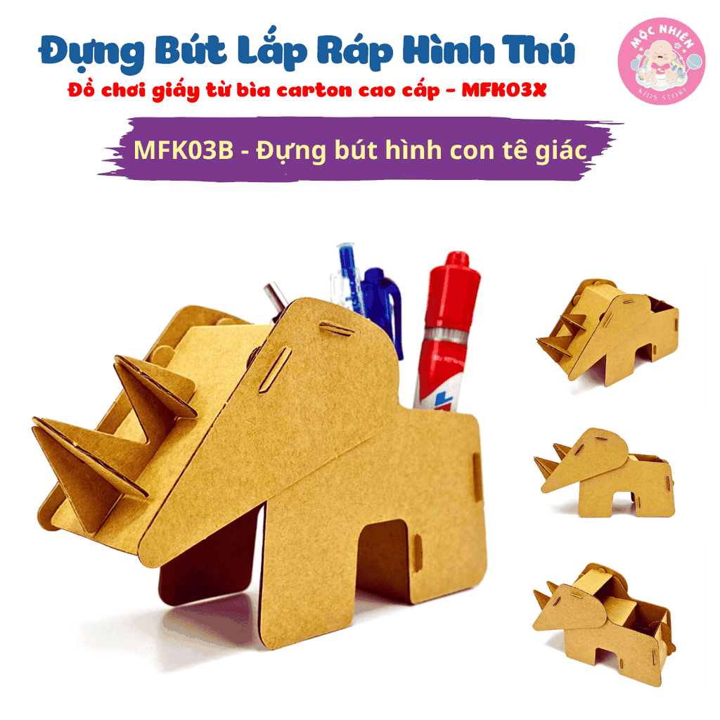 Đồ chơi giấy từ bìa carton cao cấp - Hộp bút để bàn giấy carton (Nhiều mẫu) - Hộp đựng bút Magix