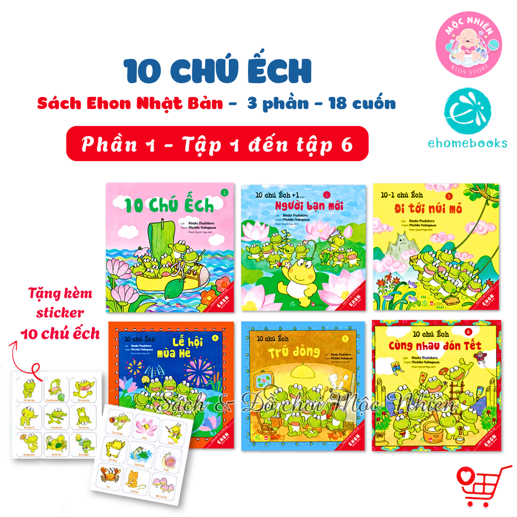 Bộ Sách Ehon Cho Bé Từ 3 Đến 6 Tuổi - Mười Chú Ếch (Combo 06 Tập) - Bìa Mềm - Ehomebooks