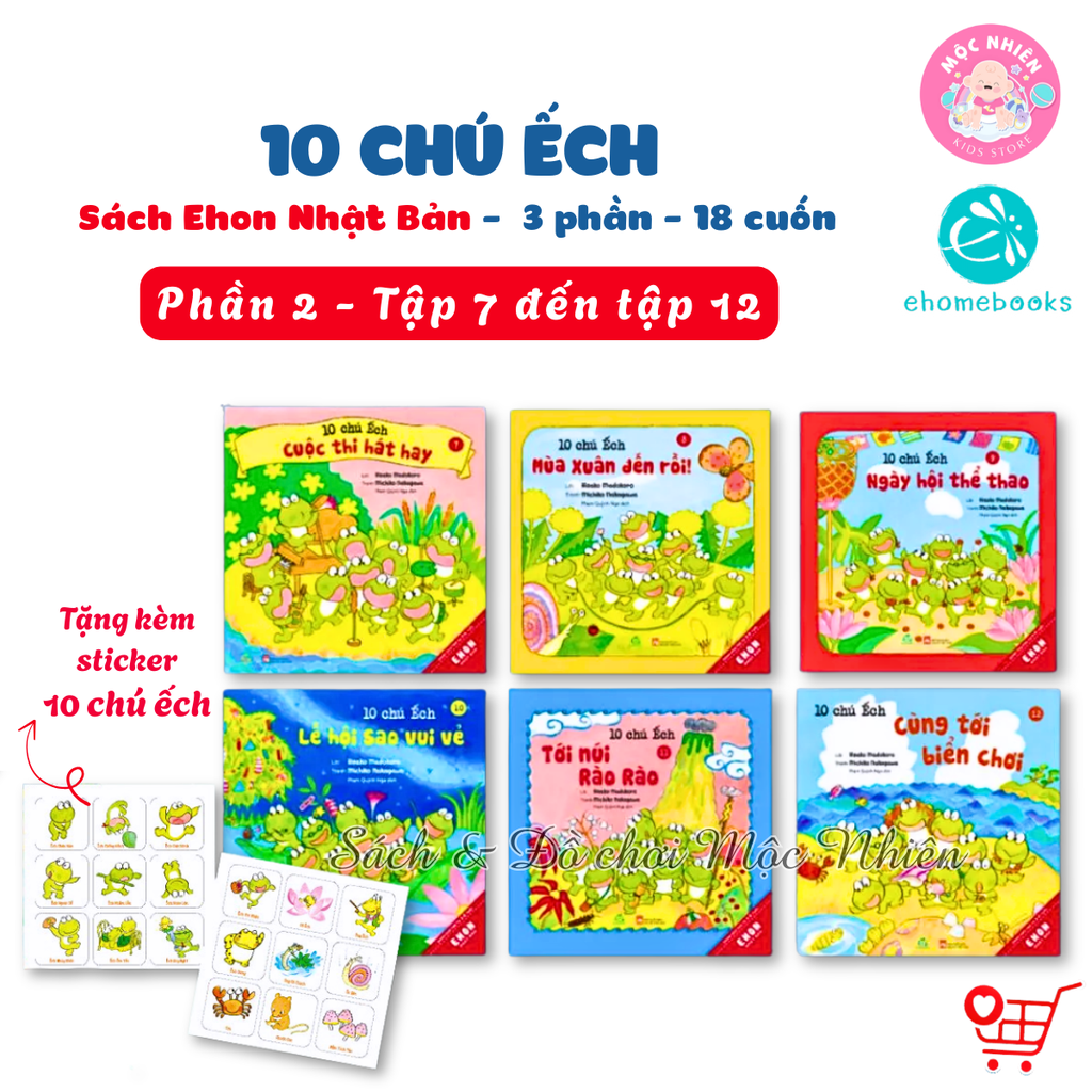 Bộ Sách Ehon Cho Bé Từ 3 Đến 6 Tuổi - Mười Chú Ếch (Combo 06 Tập) - Bìa Mềm - Ehomebooks